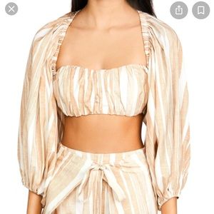 Cult Gaia Hanna Convertible Striped Cotton-Silk
Crop Top size small / S